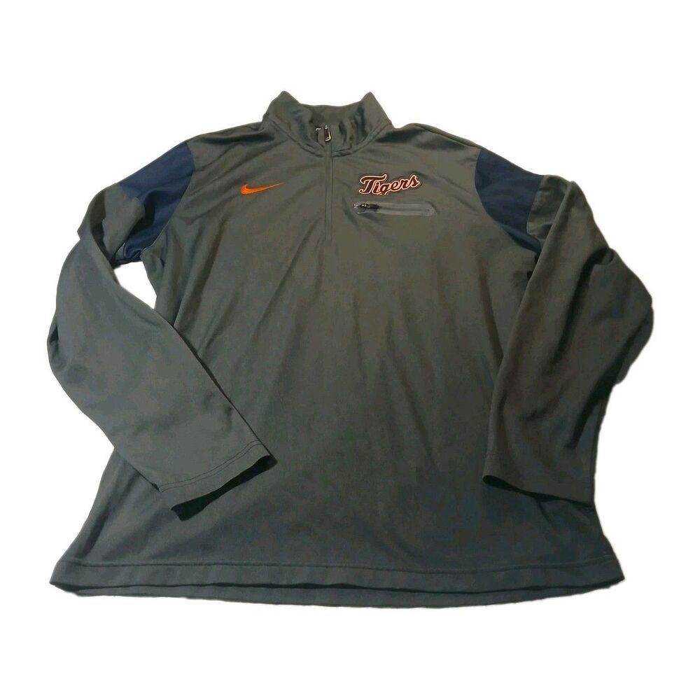 Nike Detroit Tigers Baseball Jersey Pullover Gray Navy Size Large